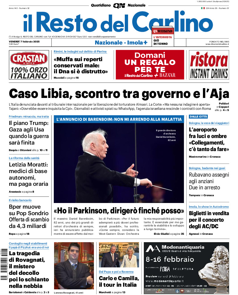 Prima-pagina-il resto del carlino-edizione-di-oggi-20250207